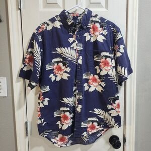 Puritan Hawaiian Tropical Truck Print Men's Short Sleeve Button Up‎ Shirt Size M